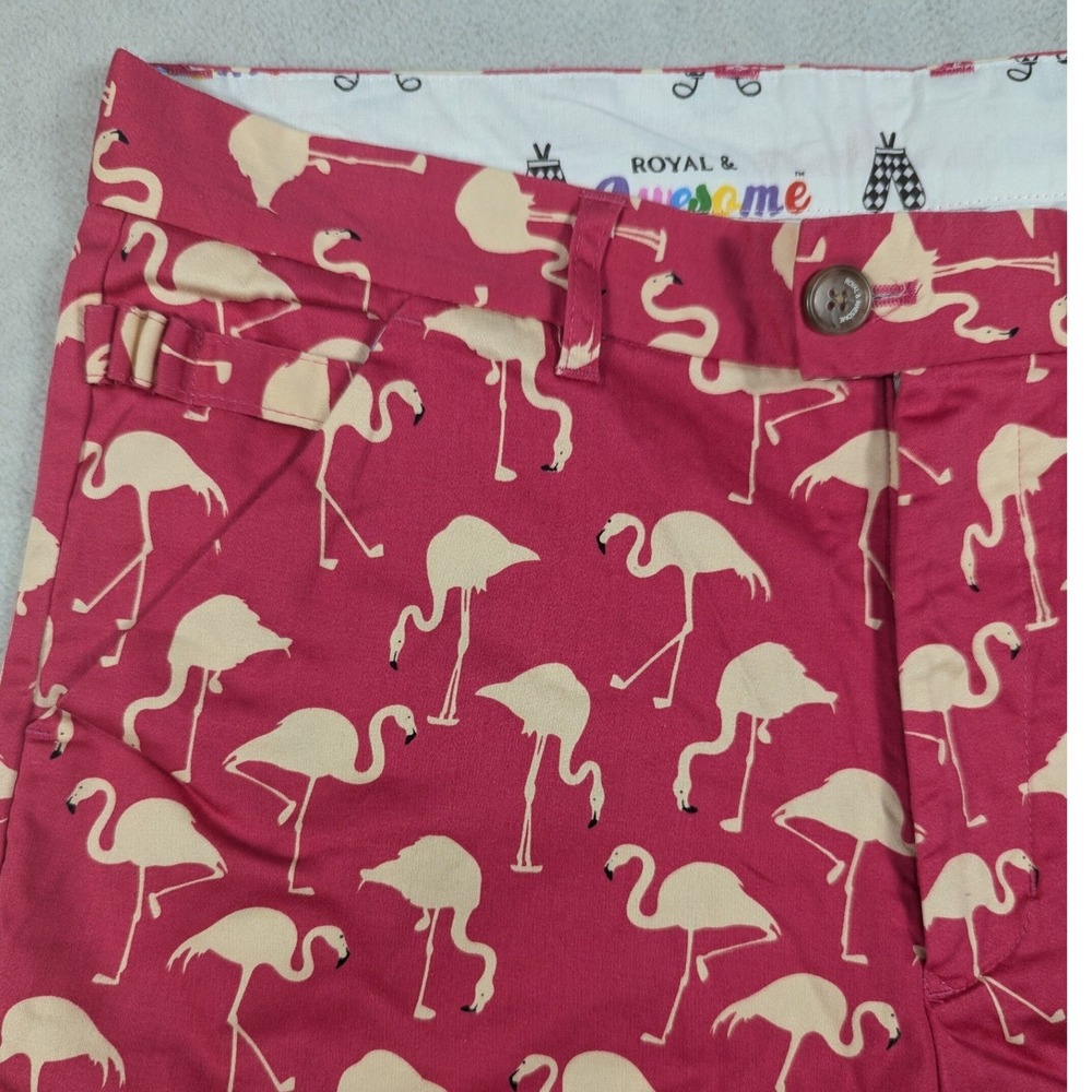 Royal & Awesome Mens Flamingo Print Golf Pants Red Pink 34x30 DEW212